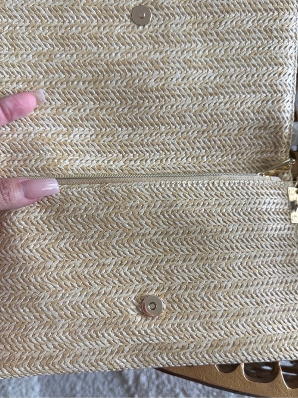 Dior Beige Straw Tote with Gold Chain Accent - Picture 3 of 13